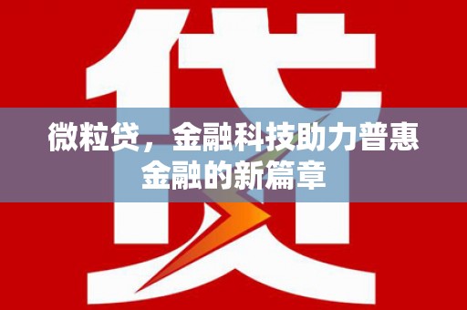 六横微粒贷，金融科技助力普惠金融的新篇章