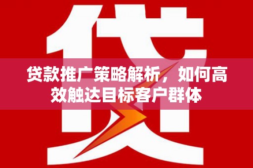 六横贷款推广策略解析，如何高效触达目标客户群体