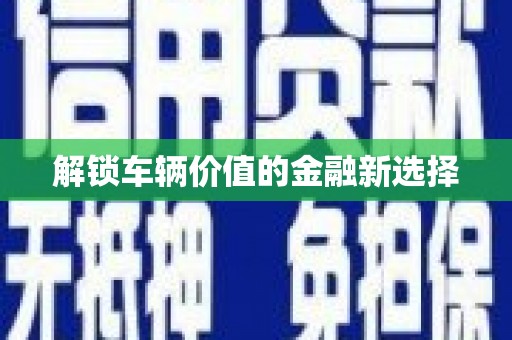 六横解锁车辆价值的金融新选择